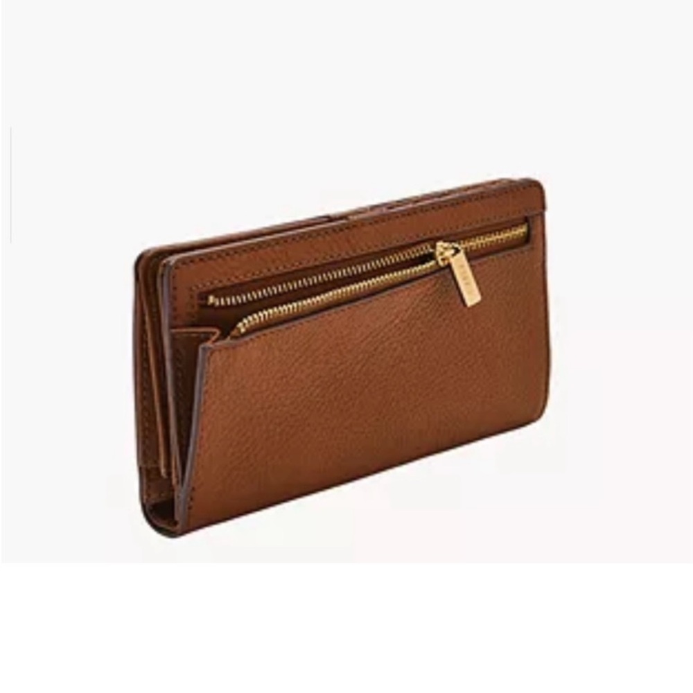 Burgundy Maroon Liza Leather Fossil Bifold Wallet - Picture 6 of 7
